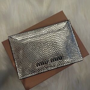 Miu Miu Metallic Silver Textured Clutch